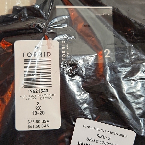 ❤️NWT VINTAGE TORRID LEGGING BLACK FOIL STAR MESH CROP 24" MID-RISE - PLUS SIZE - Picture 3 of 10